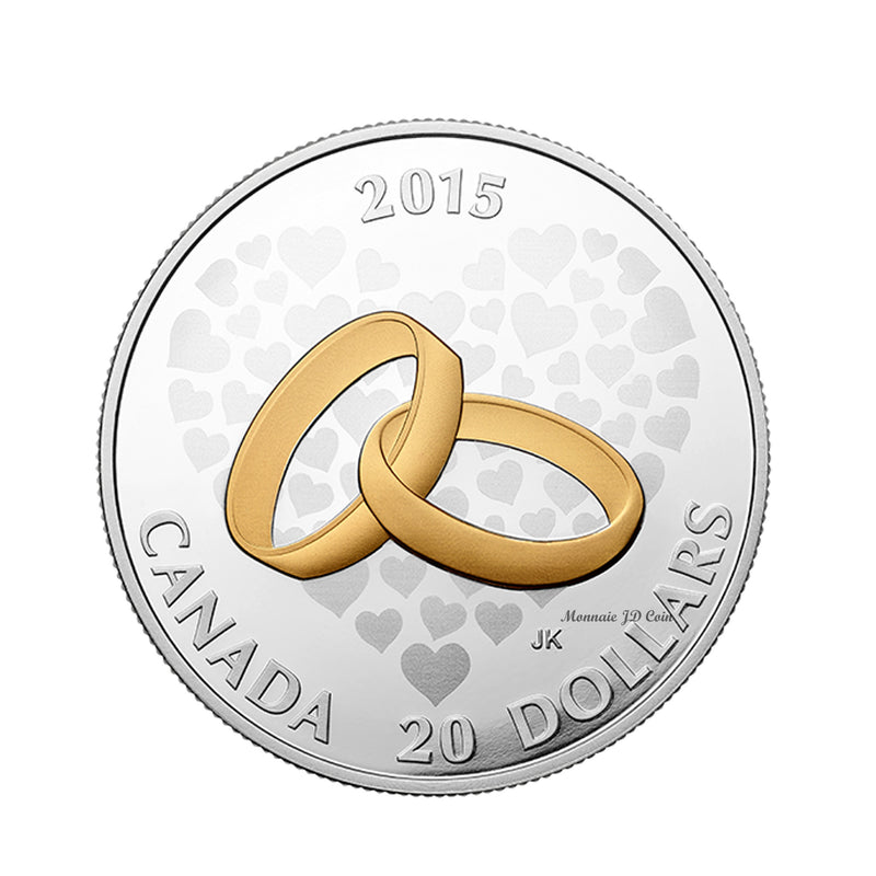 2015 Canada $20 Wedding Fine Silver Coin (No Tax)