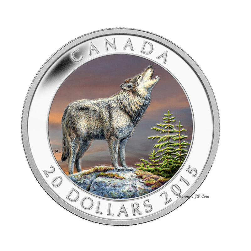 2015 Canada $20 Wolf Fine Silver Coin(No Tax)