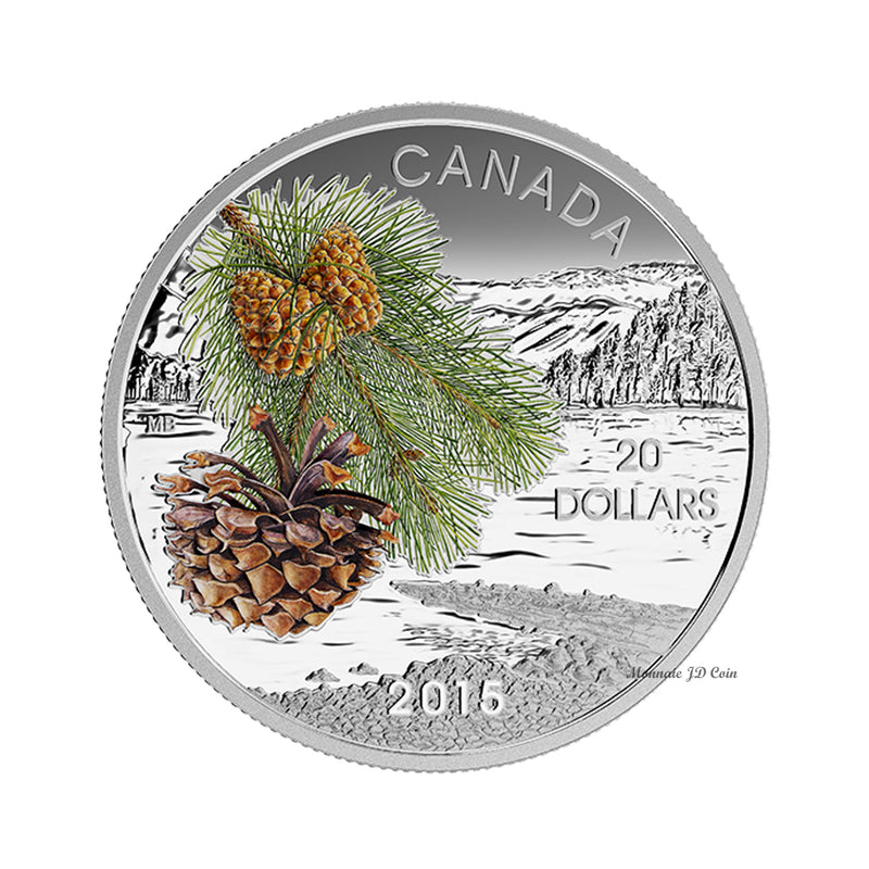 2015 $20 Forests of Canada - Coast Shore Pine Fine Silver (No Tax)
