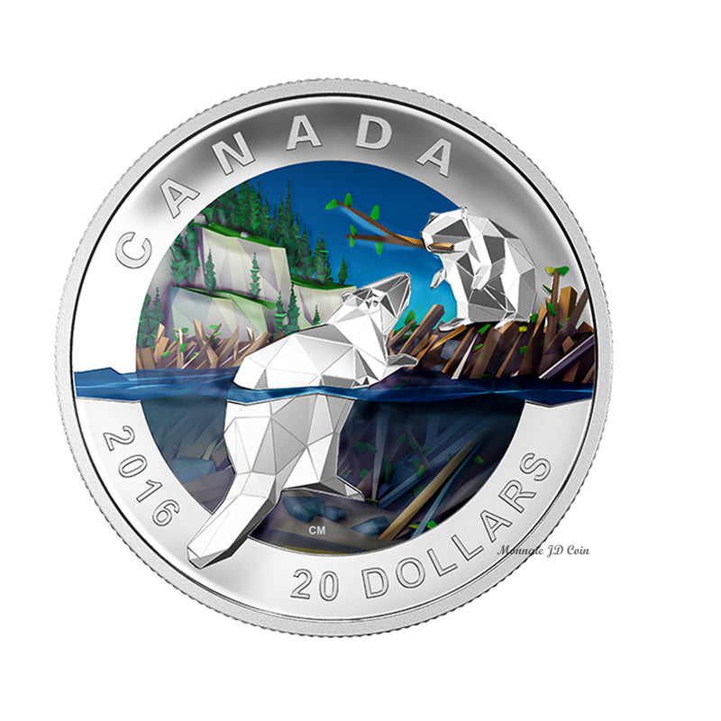 2016 Canada $20 Geometry In Art - The Beaver Fine Silver (No Tax)