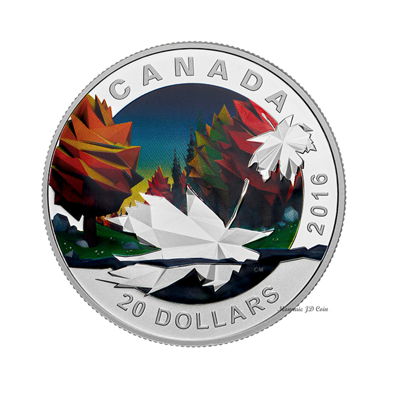 2016 Canada $20 Geometry In Art - The Maple Leaf Fine Silver (No Tax)