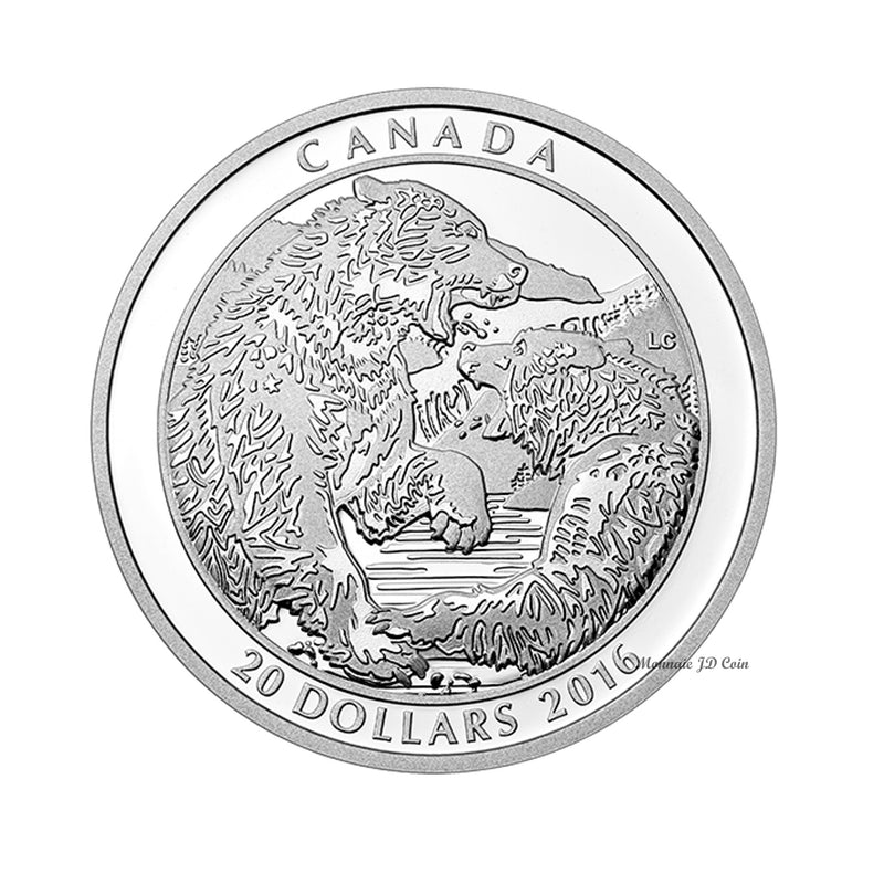 2016 Canada $20 Grizzly Bear - The Battle Fine Silver (No Tax)