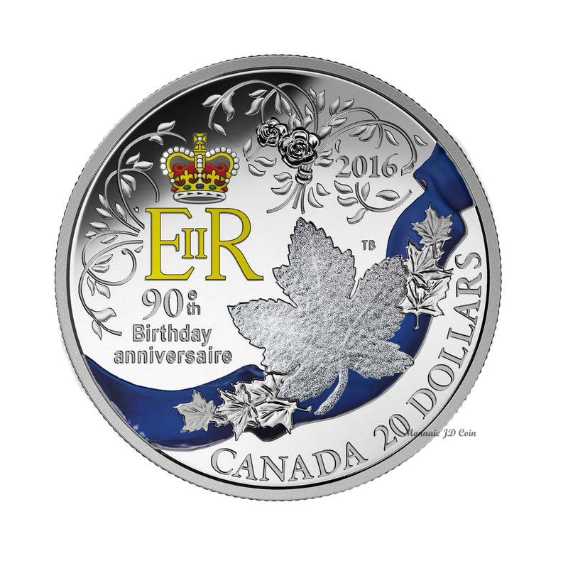 2016 Canada $20 HRH Queen Elizabeth II's 90th Birthday Fine Silver (No Tax)