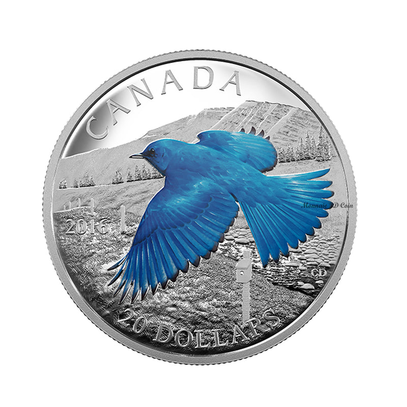 2016 Canada $20 Migratory Birds Convention: Mountain Bluebird Fine Silver (No Tax)
