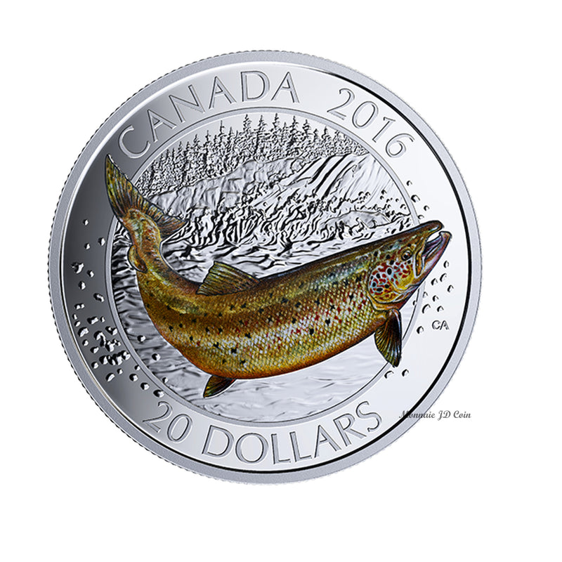 2016 $20 Canadian Salmonids - Atlantic Salmon Fine Silver (No Tax)