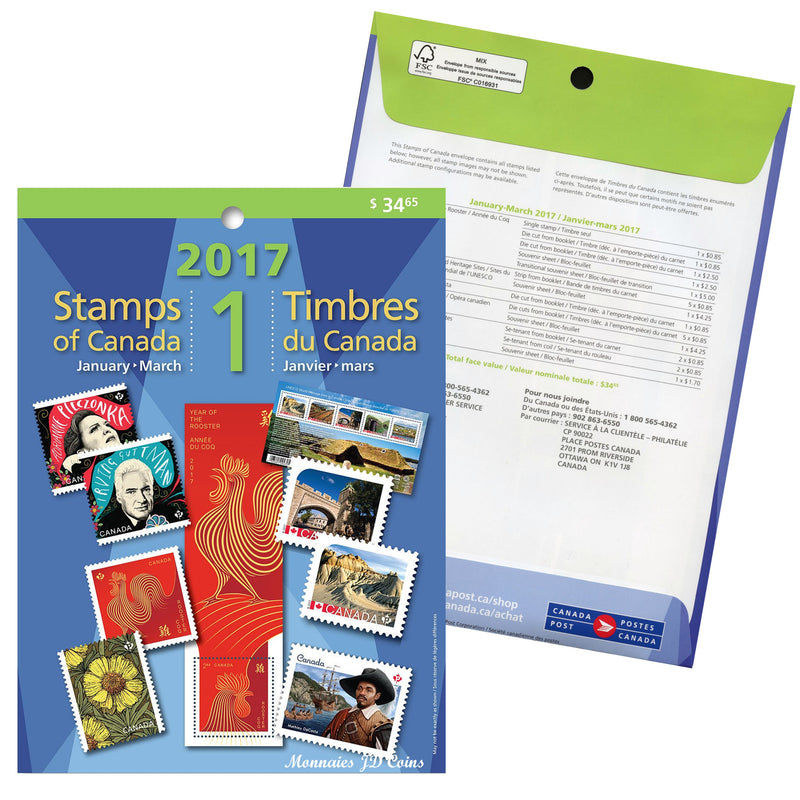 Canada Post 2017/1 January-March Stamps of Canada Quarterly Pack