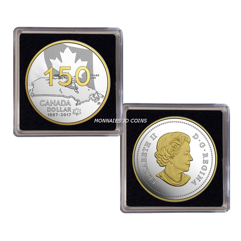 2017 Canada Dollar Our Home And Native Land Gold Plated Proof Silver In Square Capsule