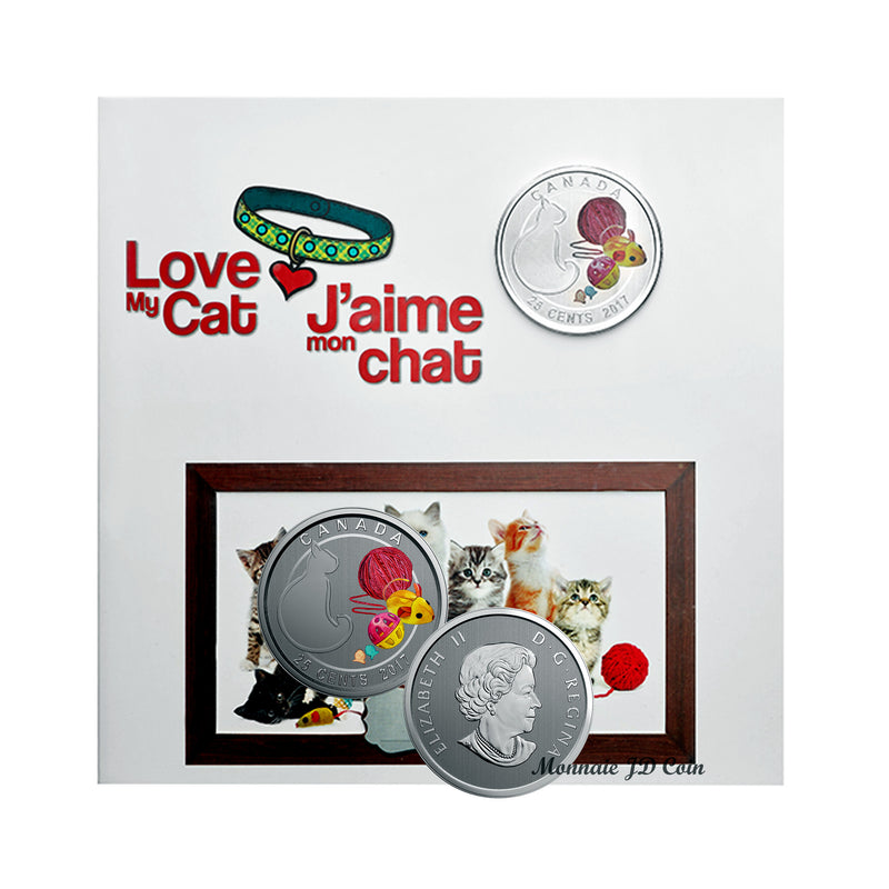 2017 Canada 25 Cent Love My Cat Coin In Card