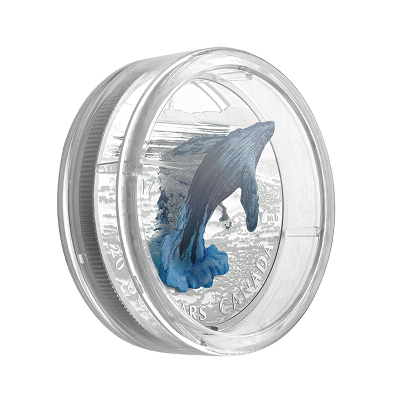 2017 Canada $20 Three Dimensional Breaching Whale Fine Silver Coin (137)
