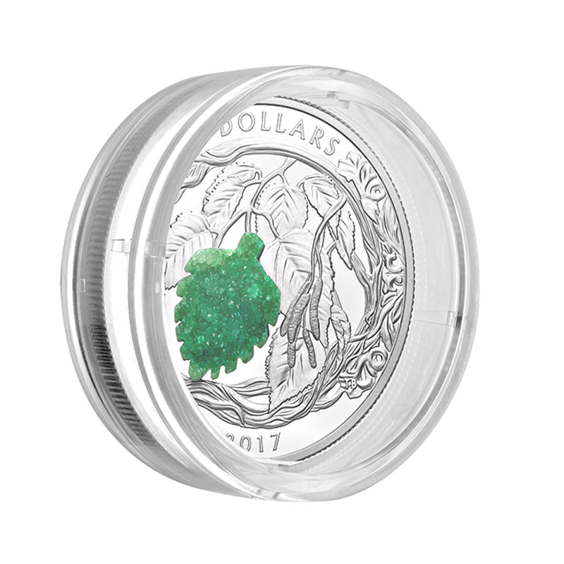 2017 Canada $20 Brilliant Birch Leaves with Drusy Stone Fine Silver (No Tax)