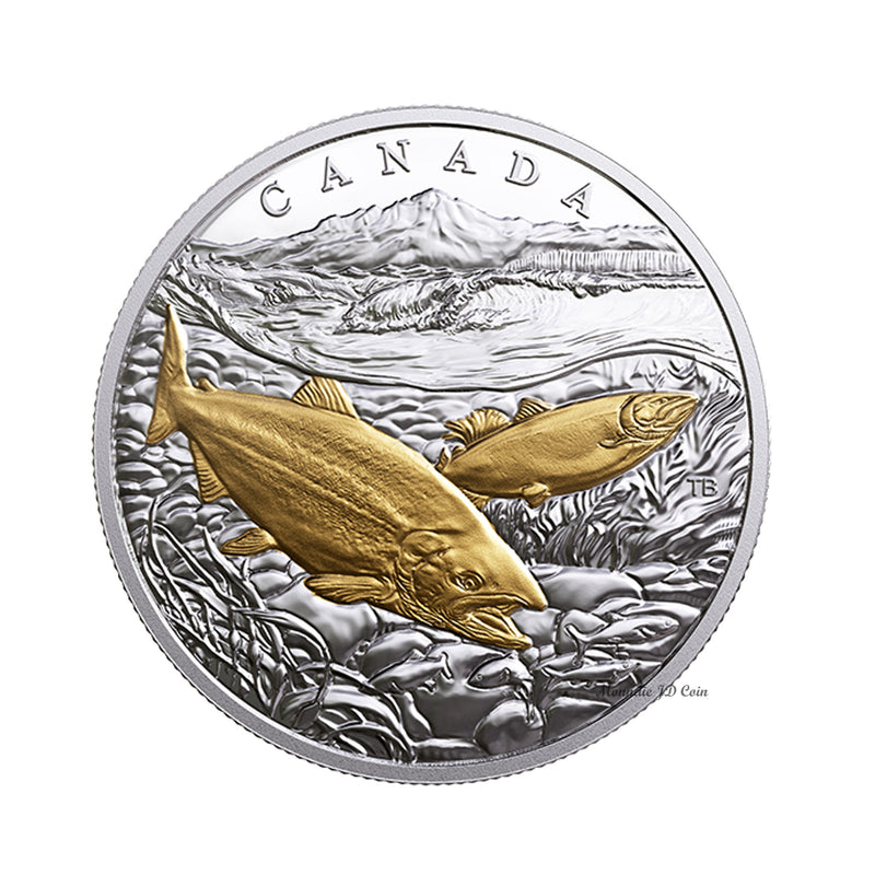 2017 Canada $20 From Sea to Sea - Pacific Salmon Gold-Plated Silver (No Tax)