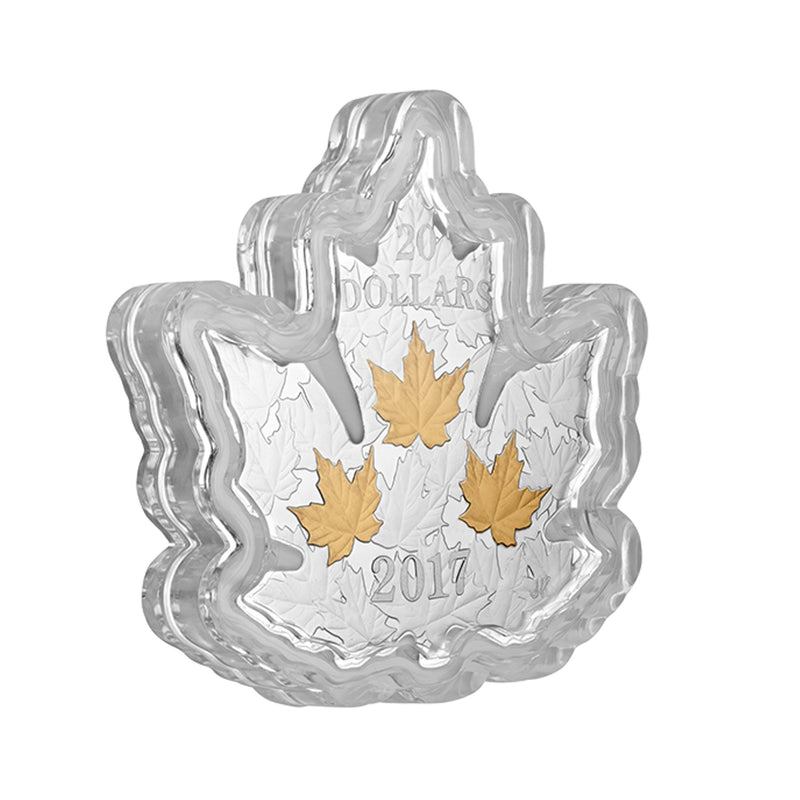 2017 Canada $20 Gilded Silver Maple Leaf Shaped Fine Silver (No Tax)