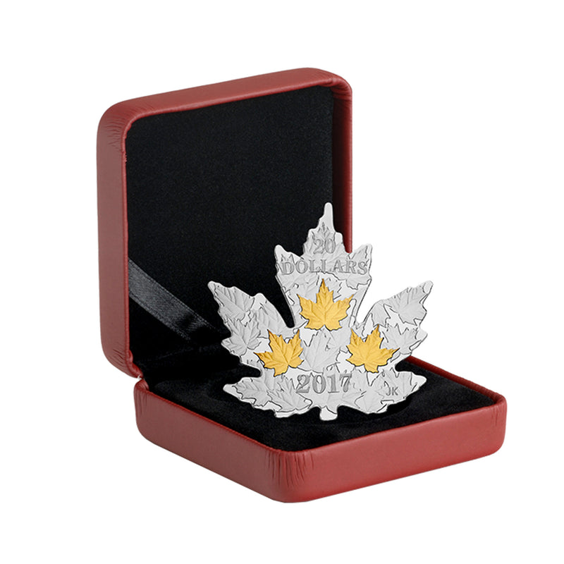 2017 Canada $20 Gilded Silver Maple Leaf Shaped Fine Silver (No Tax)