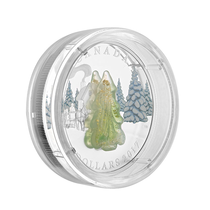 2017 Canada $20 Snow Covered Trees With Murano Glass Fine Silver Coin