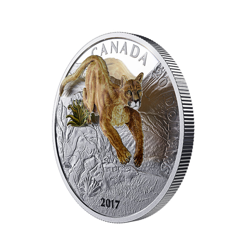 2017 Canada $20 Three Dimensional Leaping Cougar Fine Silver Coin