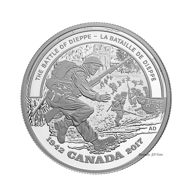 2017 Canada $20 WWII Battlefront - The Battle Of Dieppe Fine Silver (No Tax)