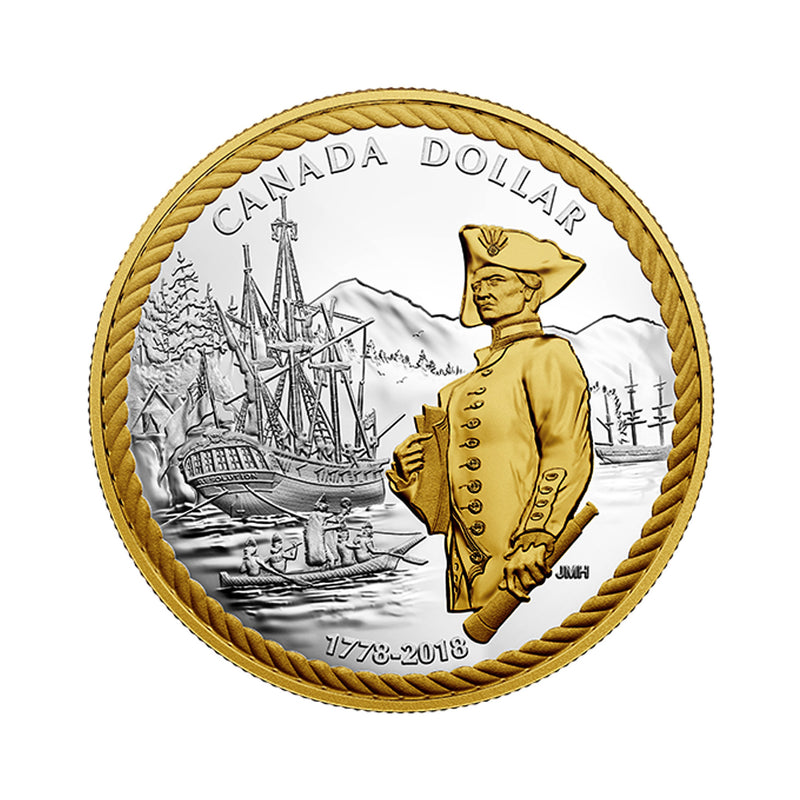 2018 Canada Dollar 240th Anniversary Of Captain Cook At Nootka Sound Gold Plated Proof Silver In Square Capsule