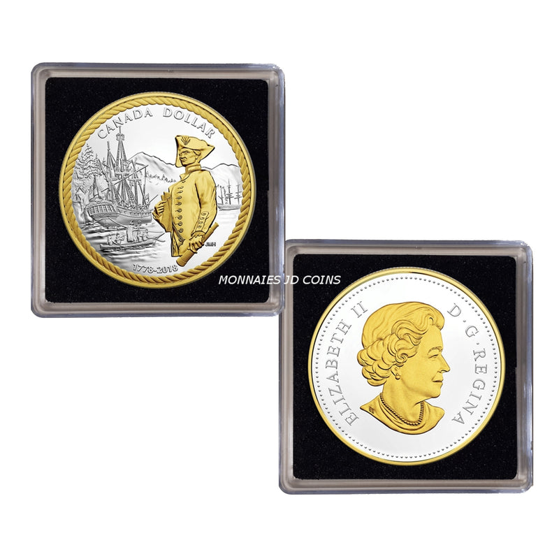 2018 Canada Dollar 240th Anniversary Of Captain Cook At Nootka Sound Gold Plated Proof Silver In Square Capsule