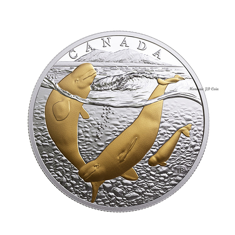 2018 Canada $20 From Sea to Sea - Arctic Beluga Whale Gold-Plated Silver (No Tax)