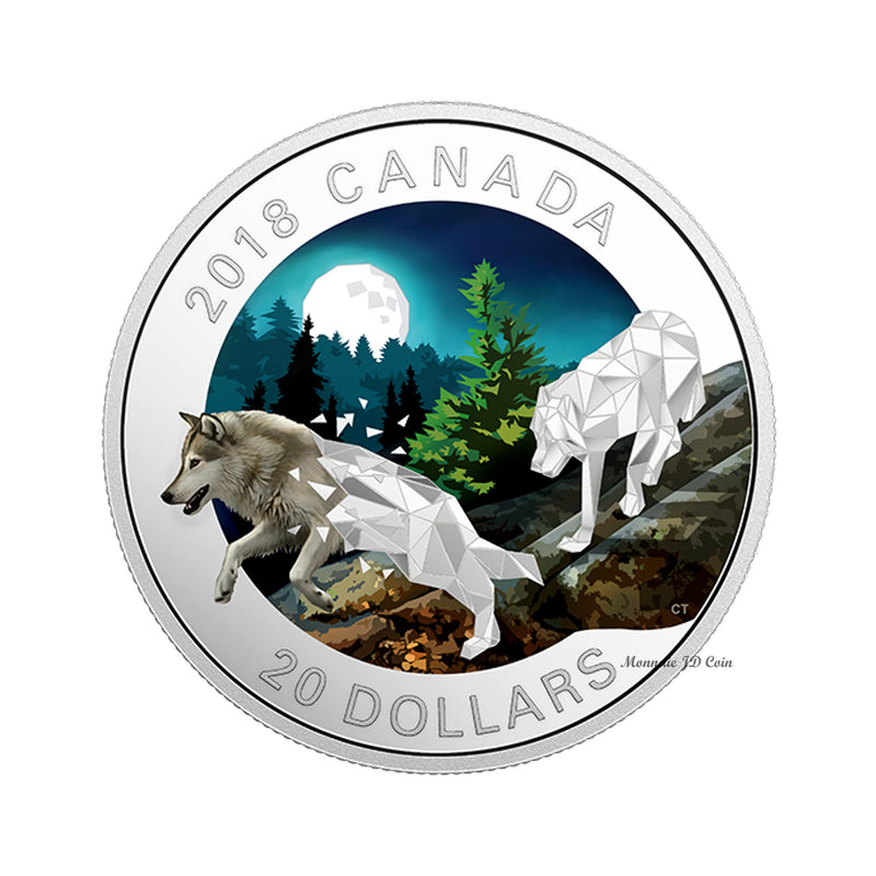 2018 Canada $20 Geometric Fauna - Grey Wolves Fine Silver (No Tax)