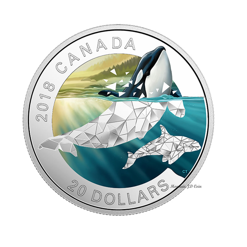 2018 Canada $20 Geometric Fauna - Orcas Fine Silver (No Tax)