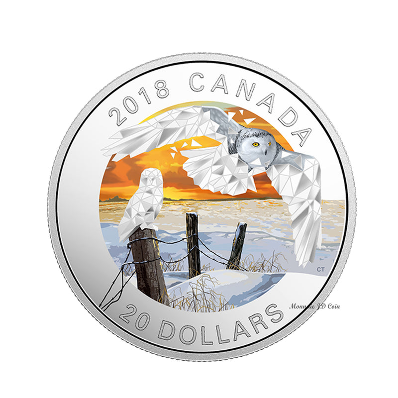 2018 Canada $20 Geometric Fauna - Snowy Owls Fine Silver (No Tax)