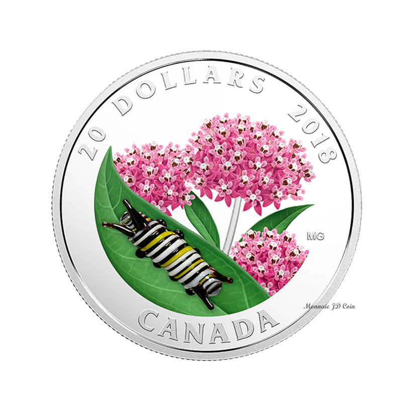 2018 Canada $20 Little Creatures - Monarch Caterpillar Fine Silver (No Tax)