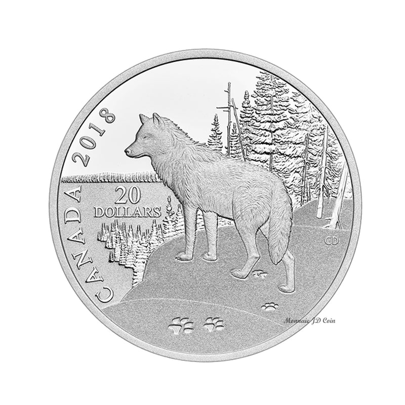 2018 Canada $20 Nature's Impression - Wolf Fine Silver (No Tax)