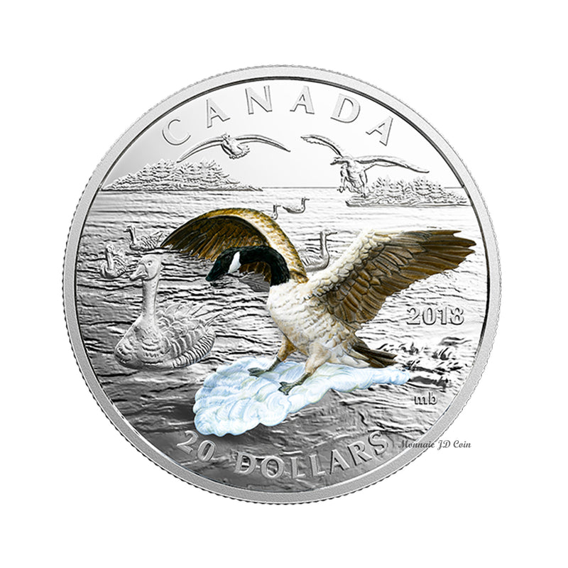 2018 Canada $20 3D Approaching Canada Goose Fine Silver Coin (61)
