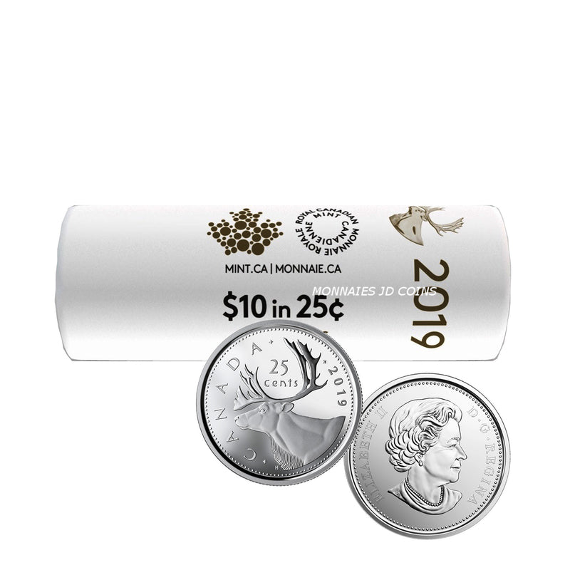 2019 Special Wrap Caribou Canada 25 Cent Original Roll 40 pcs