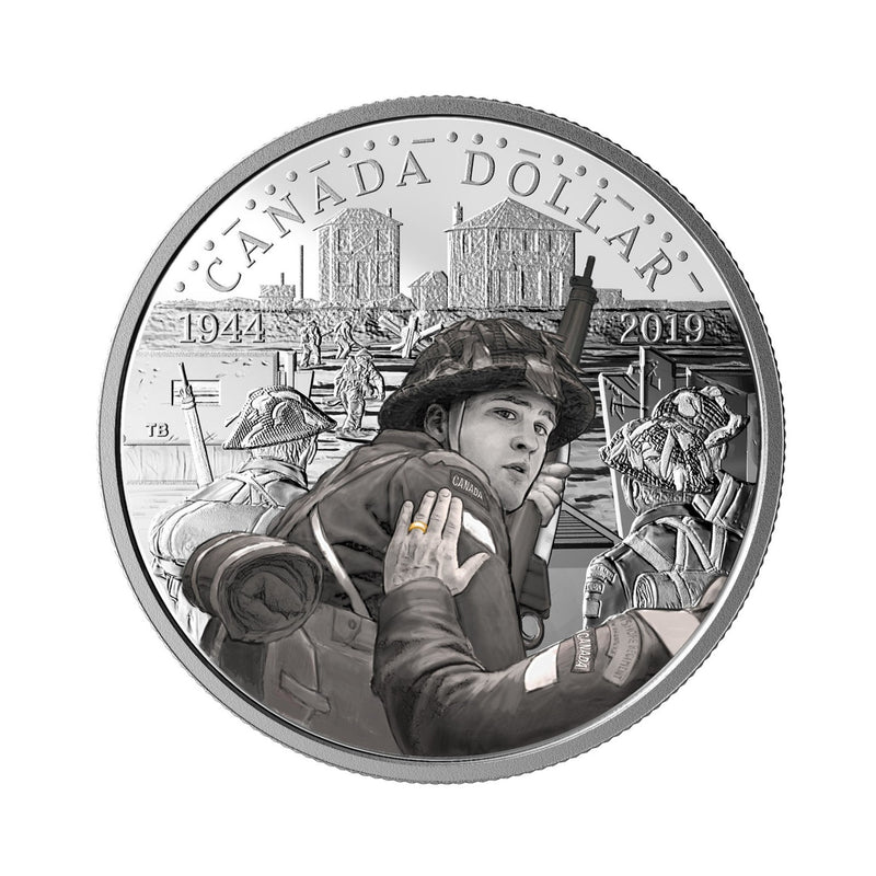 2019 Canada Dollar Special Edition 75th Anniversary Of D-Day  Colour Proof Silver In Square Capsule