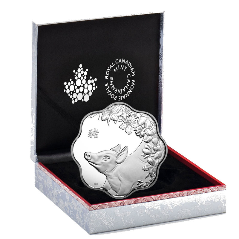 2019 Canada $15 Lunar Lotus Year Of The Pig Fine Silver Coin