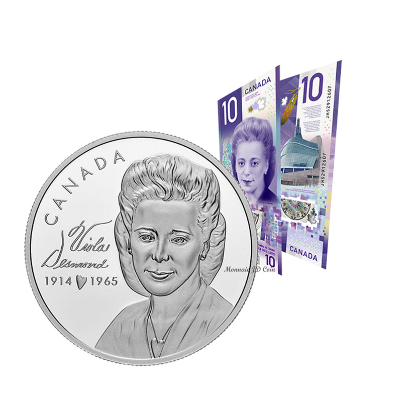 2019 Canada $20 Viola Desmond Fine Silver Coin & Banknote Set (No Tax)