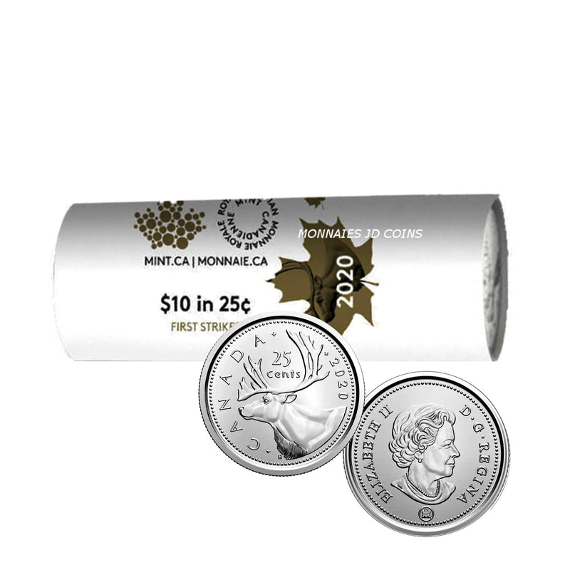 2020 Special Wrap Caribou Canada 25 Cent Original Roll 40 pcs