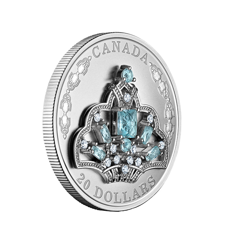 2020 Canada $20 HM Queen Elizabeth II's Brazilian Aquamarine Tiara Fine Silver (No Tax)