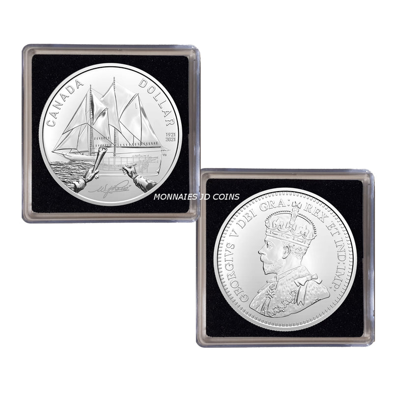 2021 Canada Dollar Special Edition 100th Anniversary Of The Bluenose Brillant Uncirculated Silver In Square Capsule (No Tax)