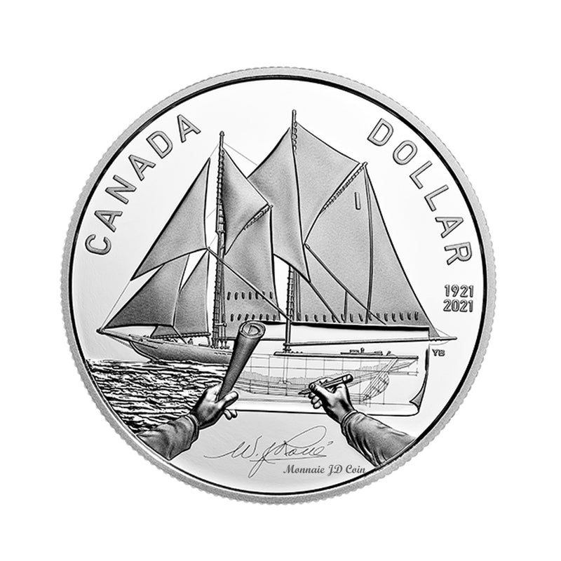 2021 Canada Dollar 100th Anniversary Of Bluenose Fine Silver Proof (No Tax)