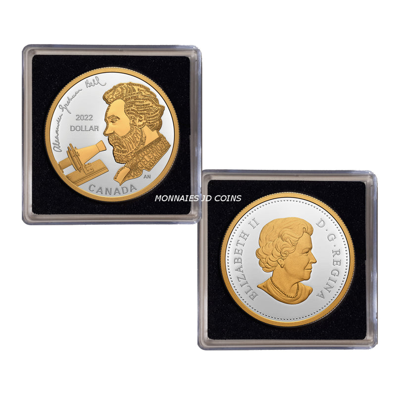 2022 Canada Dollar Alexander Graham Bell Great Invertor Gold Plated Proof Silver In Square Capsule (No Tax)