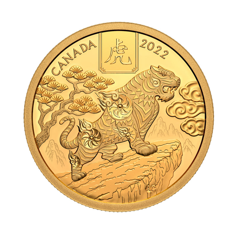 2022 Canada $100 Lunar Year of the Tiger 1/2oz. Pure Gold Coin