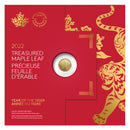 2022 Canada $5 Year of the Tiger Treasured Gold Maple Leaf 1/10 oz. 99.99% Pure Gold