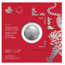 2022 Canada $5 Year of the Tiger Treasured Silver Maple Leaf 1oz. Fine Silver Coin
