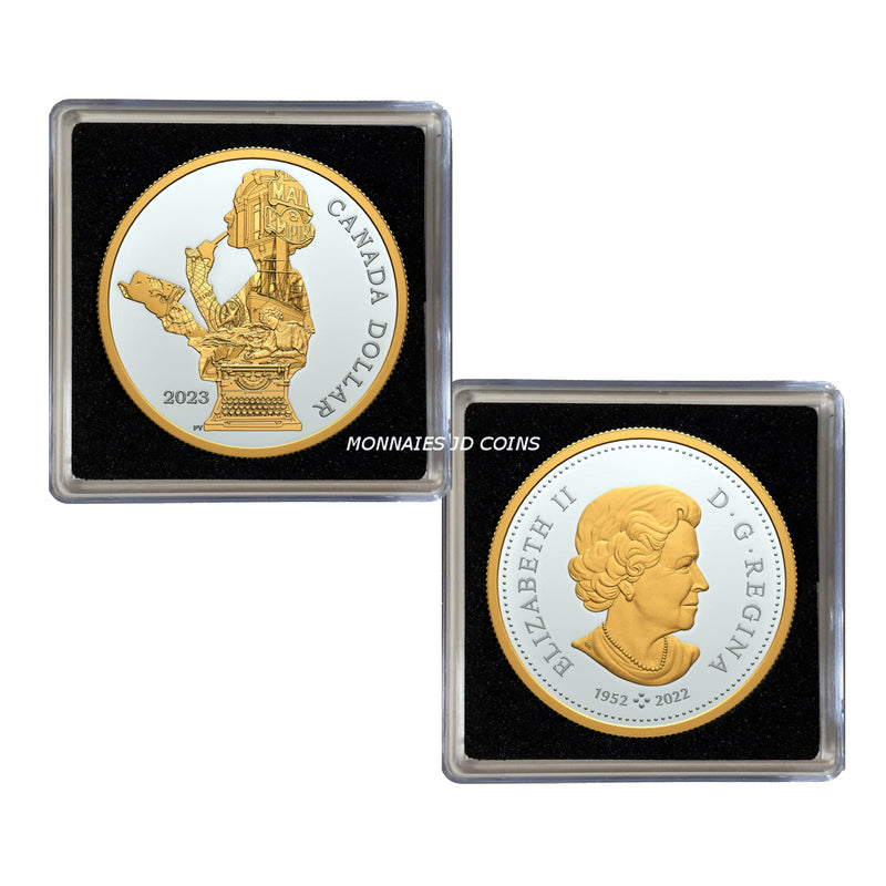 2023 Canada Dollar Kathleen Kit Coleman Pionner Journalist Gold Plated Proof Silver In Square Capsule