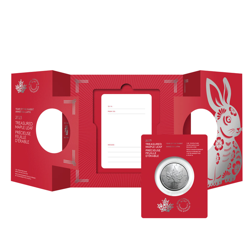 2023 Canada $5 Treasured Silver Maple Leaf: Year of the Rabbit 1oz Pure Silver