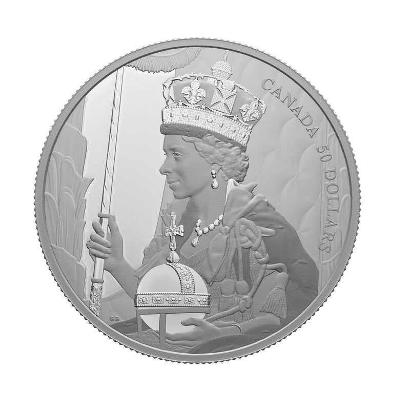 2022 Canada 1952-2022 Queen Elizabeth II's Coronation $50 5OZ Pure Silver Dollar Coin