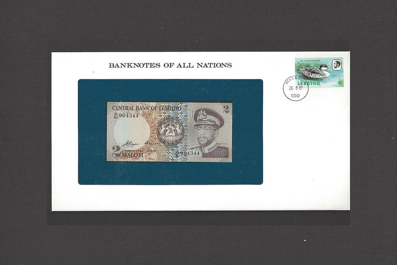 1981 Lesotho Banknote Of All Nations 2 Maloti Franklin Mint GEM Unc. V-25