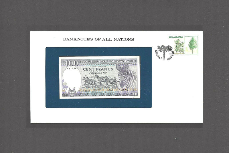 1982 Rwanda Banknote Of All Nations 100 Francs Franklin Mint GEM Unc. V-19