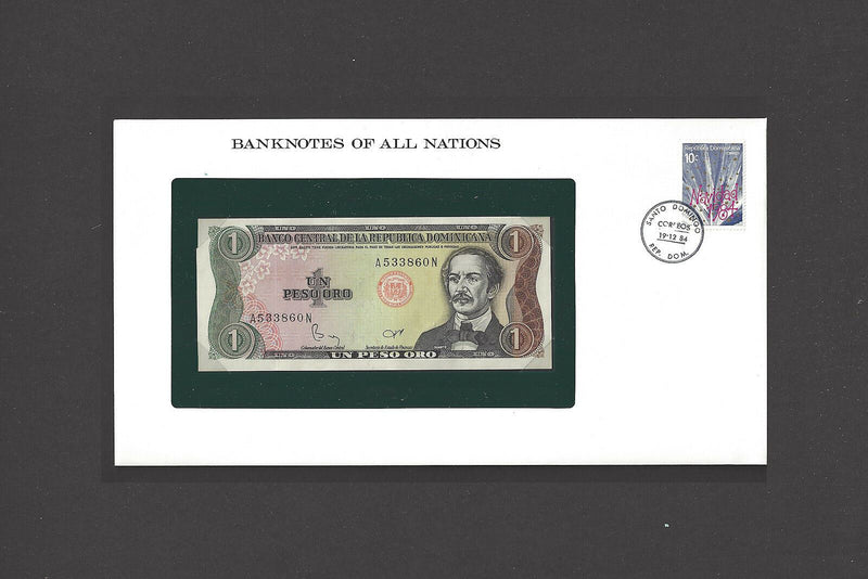 1984 Republica Dominicana Banknote Of All Nations 1Peso FranklinMint GEM Unc. V-22