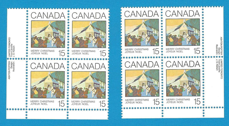 1980 Canada 15 Cent Stamps Christmas Greeting Cards Scott*870 2 x Corners