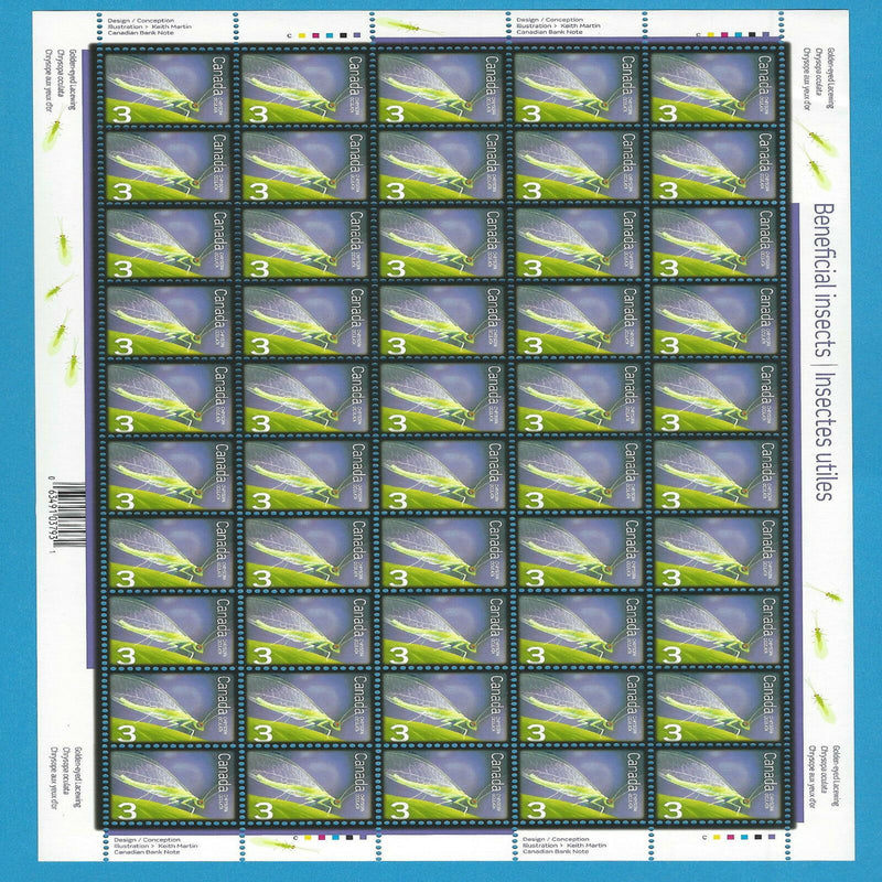 Canada Stamps 2007 3 Cent Scott* 2235 Golden-Eyed Lacewing Sheet Of 50