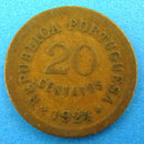 1924 Republica Portuguese 20 Centavos Coin